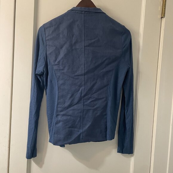 Lola & Sophie New York Navy Blazer Size Small Mixed Media Crepe Ribbed Knit - Picture 2 of 6